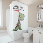 Duschzeit? Funny Towel T-Rex Dinosaur Cartoon Duschvorhang (Beispiel)