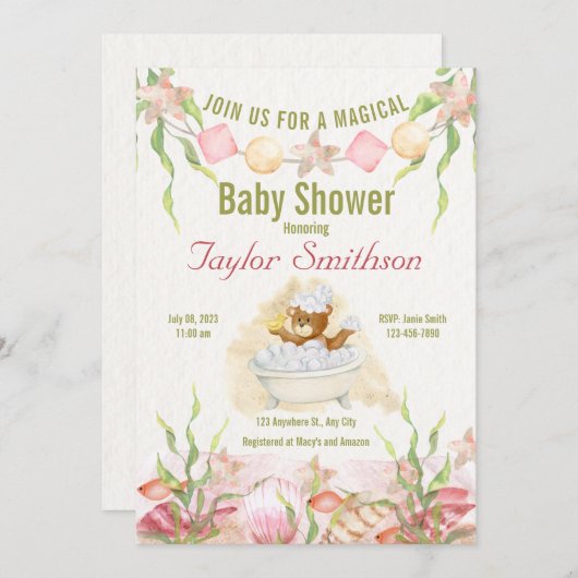 Duschzeit Kinderdusche Einladung (Vorne/Hinten)