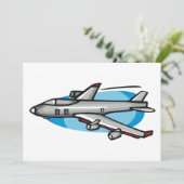 Düsenflugzeug für Luftfahrtfans Einladung (Stehend Vorderseite)