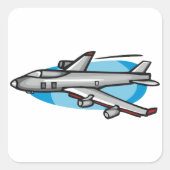 Düsenflugzeug für Luftfahrtfans Quadratischer Aufkleber (Vorderseite)