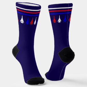 Düsenflugzeug Luftwaffe Rot Weiß Blau Luftfahrt Socken