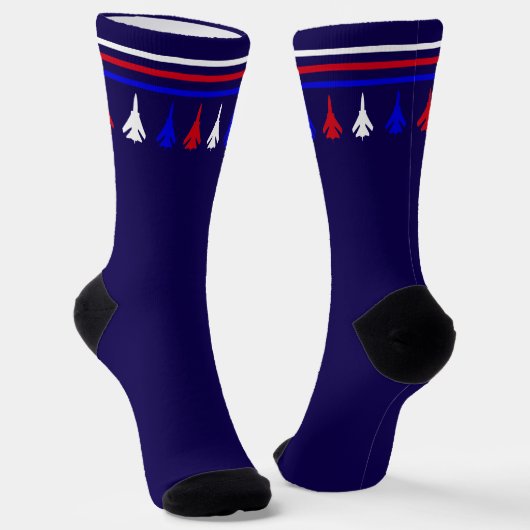 Düsenflugzeug Luftwaffe Rot Weiß Blau Luftfahrt Socken (Gewinkelt)