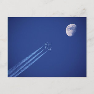 Düsenflugzeuge neben dem Mond   British Columbia Postkarte