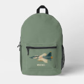 Düsenjäger-Flugzeug Grün Luftfahrt Junge Custom Bedruckter Rucksack (Vorderseite)
