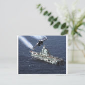 Düsenjäger über Marine-Schiff Postkarte (Stehend Vorderseite)