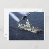 Düsenjäger über Marine-Schiff Postkarte (Vorne/Hinten)