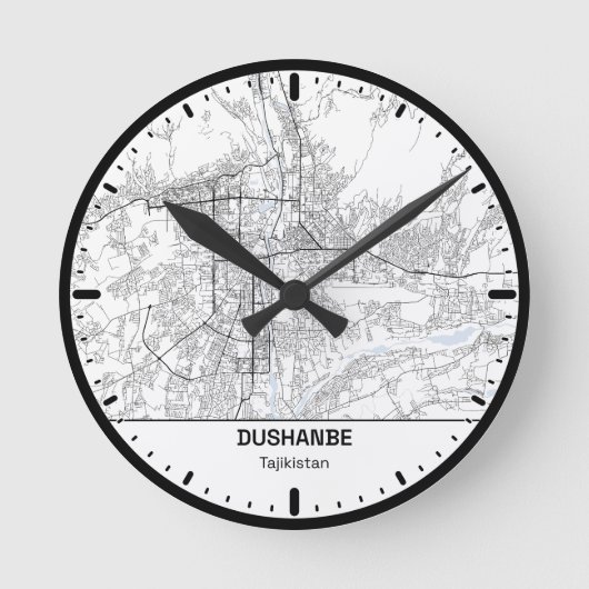 Dushanbe Clock City Line Art Runde Wanduhr (Vorderseite)
