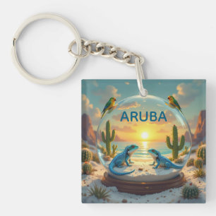 Dushi Aruba Sonnenuntergang Globus Schlüsselanhänger
