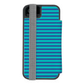 Dusk Blue and Dark Turquoise Stripes Incipio iPhone Geldbeutel-Hülle (Folio Rückseite)