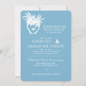 Dusk Blue Beach Palm Tree Zielhalkboard Einladung (Vorderseite)