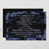 Dusk Blue Damask Goth Wedding Einladung (Vorne/Hinten)