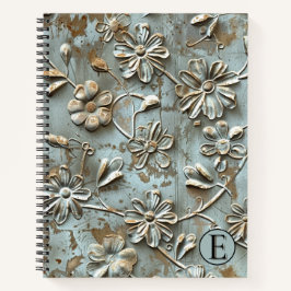 Dusk Blue Gold Floral MetaSpiral Notebook - Custom Notizblock