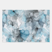 Dusk Blue Gray Alcohol Liquid Ink Wirbel Geschenkpapier Set (Vorderseite 2)