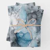 Dusk Blue Gray Alcohol Liquid Ink Wirbel Geschenkpapier Set (Beispiel)