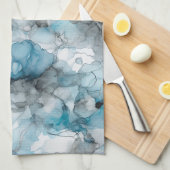 Dusk Blue Gray Alcohol Liquid Ink Wirbel Geschirrtuch (Viertel Falte)