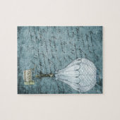 Dusk Blue Heißluftballon Steampunk Handschrift Puzzle (Horizontal)