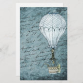 Dusk Blue Hot Air Ballon Steampunk Handwriting Briefpapier (Vorne/Hinten)