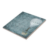 Dusk Blue Hot Air Ballon Steampunk Handwriting Fliese (Seite)