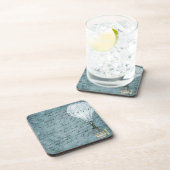 Dusk Blue Hot Air Ballon Steampunk Handwriting Getränkeuntersetzer (Rechte Seite)