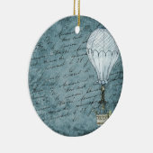 Dusk Blue Hot Air Ballon Steampunk Handwriting Keramikornament (Rechts)