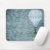 Dusk Blue Hot Air Ballon Steampunk Handwriting Mousepad (Mit Mouse)