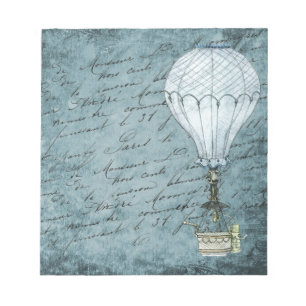 Dusk Blue Hot Air Ballon Steampunk Handwriting Notizblock