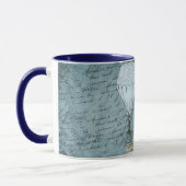 Dusk Blue Hot Air Ballon Steampunk Handwriting Tasse (Links)