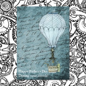 Dusk Blue Hot Air Balloon Steampunk Father's Day Karte
