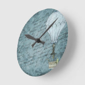 Dusk Blue Hot Air Balloon Steampunk Handwriting Runde Wanduhr (Winkel)