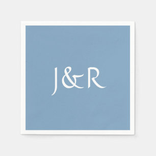 Dusk Blue Monogram Paper Napkins Serviette