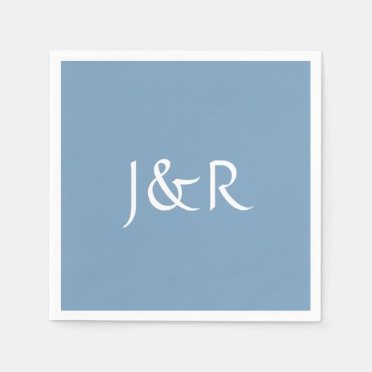 Dusk Blue Monogram Paper Napkins Serviette (Vorderseite)