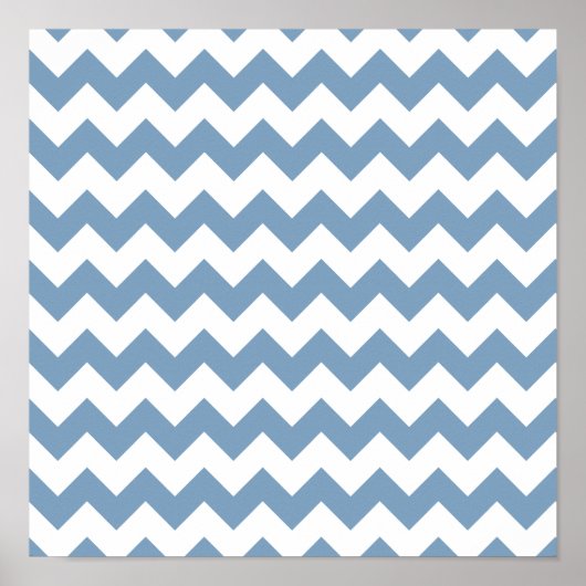 Dusk Blue White Zickzack Pattern Poster (Vorne)