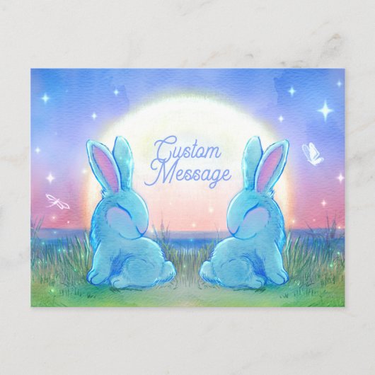 Dusk Bunnies Customizable Feiertagspostkarte (Vorderseite)