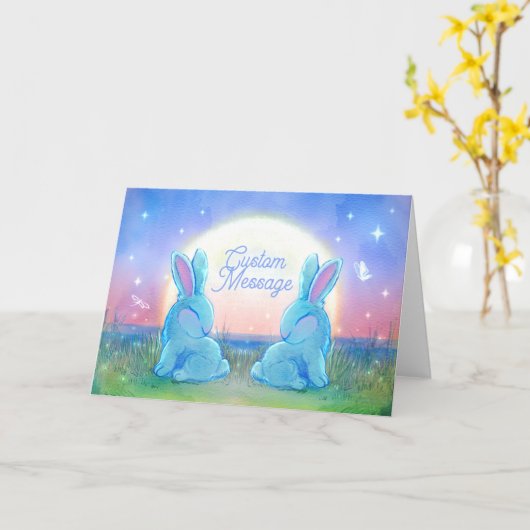 Dusk Bunnies Customizable Karte (Gelbe Blume)