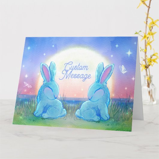 Dusk Bunnies Customizable Karte (Gelbe Blume)