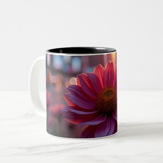 Dusk Daisies Zweifarbige Tasse (Vorderseite Links)