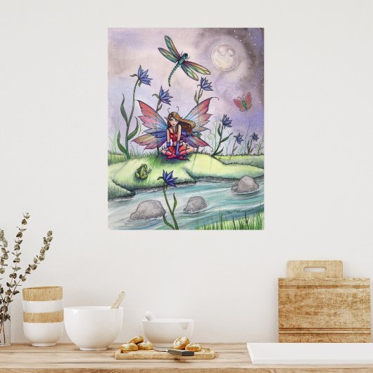 Dusk Fairy Dragonfly Frosch Poster Print (Küche)