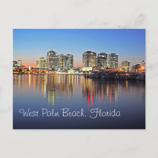 Dusk fällt auf West Palm Beach Florida Postkarte (Vorderseite)