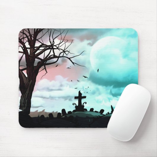 Dusk Full Moon Graveyard Goth Mousepad (Mit Mouse)