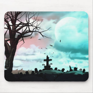 Dusk Full Moon Graveyard Goth Mousepad