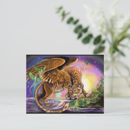 Dusk Hunter Flying Cat Postkarte (Stehend Vorderseite)