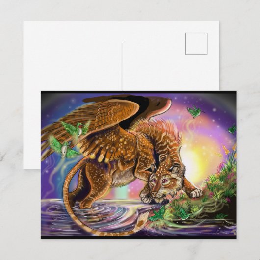 Dusk Hunter Flying Cat Postkarte (Vorne/Hinten)