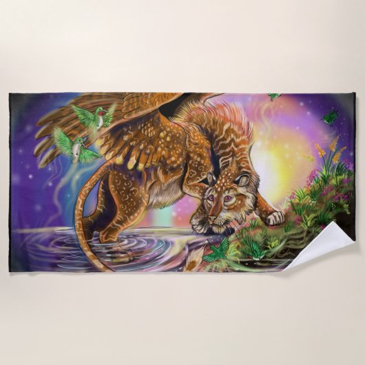 Dusk Hunter Flying Cat Strandtuch (Vorderseite)