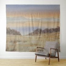 Dusk Lake Blush Wasserfarbe Landschaft Printmedien