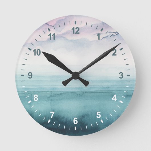 Dusk on the Bay - Watercolor Runde Wanduhr (Vorderseite)