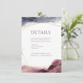 Dusk Wasserfarbe Geometrische moderne Hochzeitdeta Begleitkarte (Stehend Vorderseite)