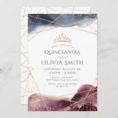 Dusk Watercolor Geometric Modern Quinceanera Einladung (Vorne/Hinten)