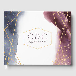 Dusk Watercolor Geometric Modern Wedding Gästebuch
