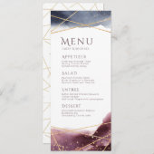 Dusk Watercolor Geometric Modern Wedding menu Menükarte (Vorne/Hinten)