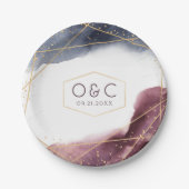 Dusk Watercolor Geometric Modern Wedding Pappteller (Vorderseite)